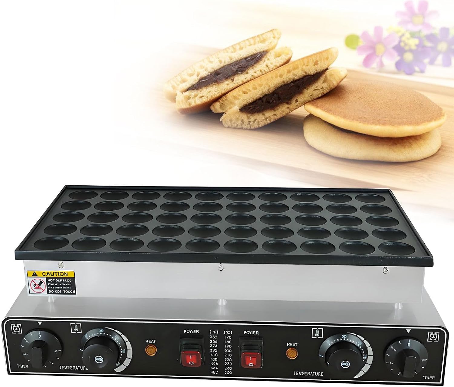 Mini Dutch Pancake Maker, 25/50 PCS Waffle Pancakes Maker Machine, Commercial Nonstick Waffle Maker Machine, 1.8 Inches Electric Muffin Maker Machine for Home Kitchen 50Holes1700W