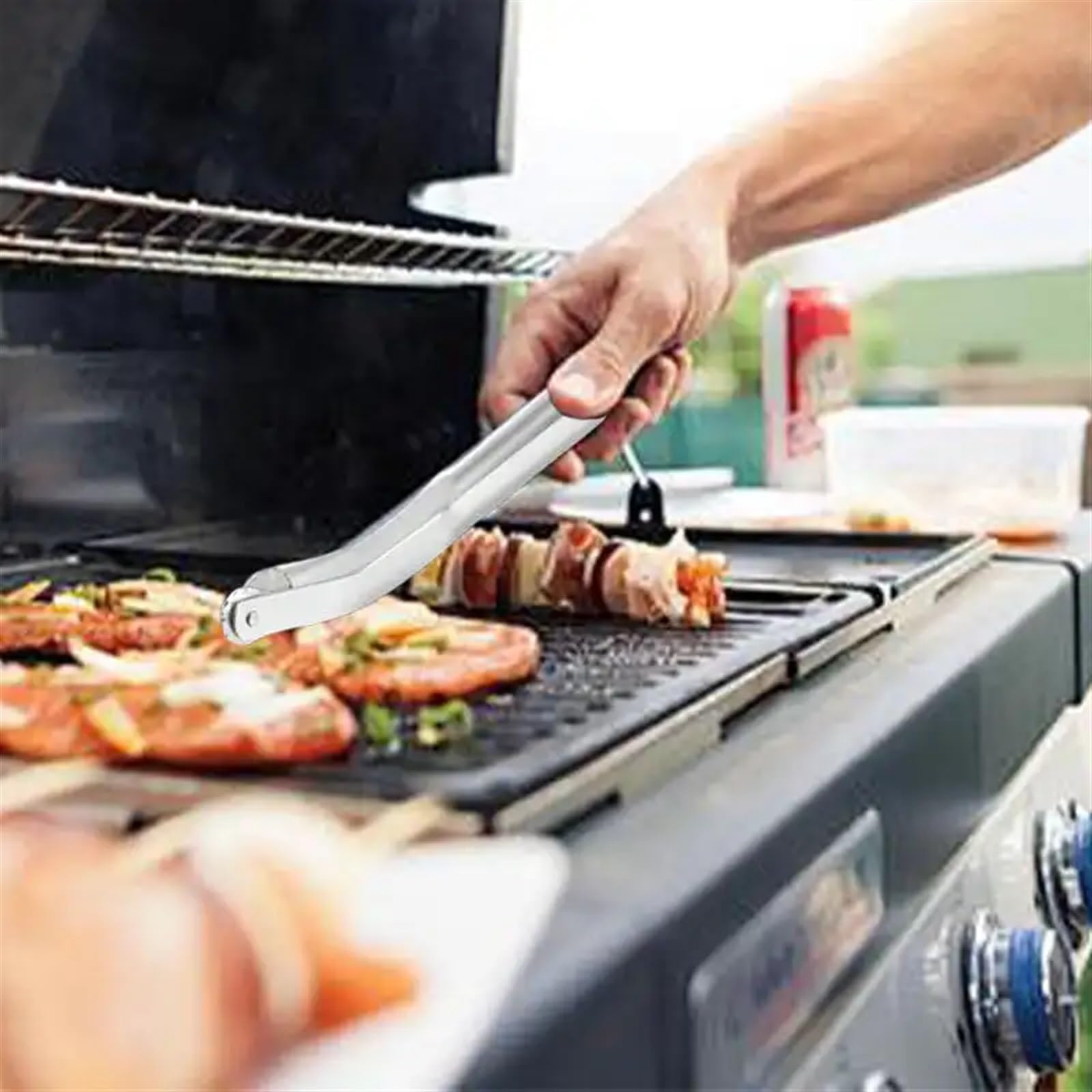 Szczypce do kiełbasy BBQ ze stali nierdzewnej Nonstick szczypce do kiełbasy obracanie naczyń do grillowania długa rączka szczypce kuchenne narzędzia do grillowania(Color:3pcs)