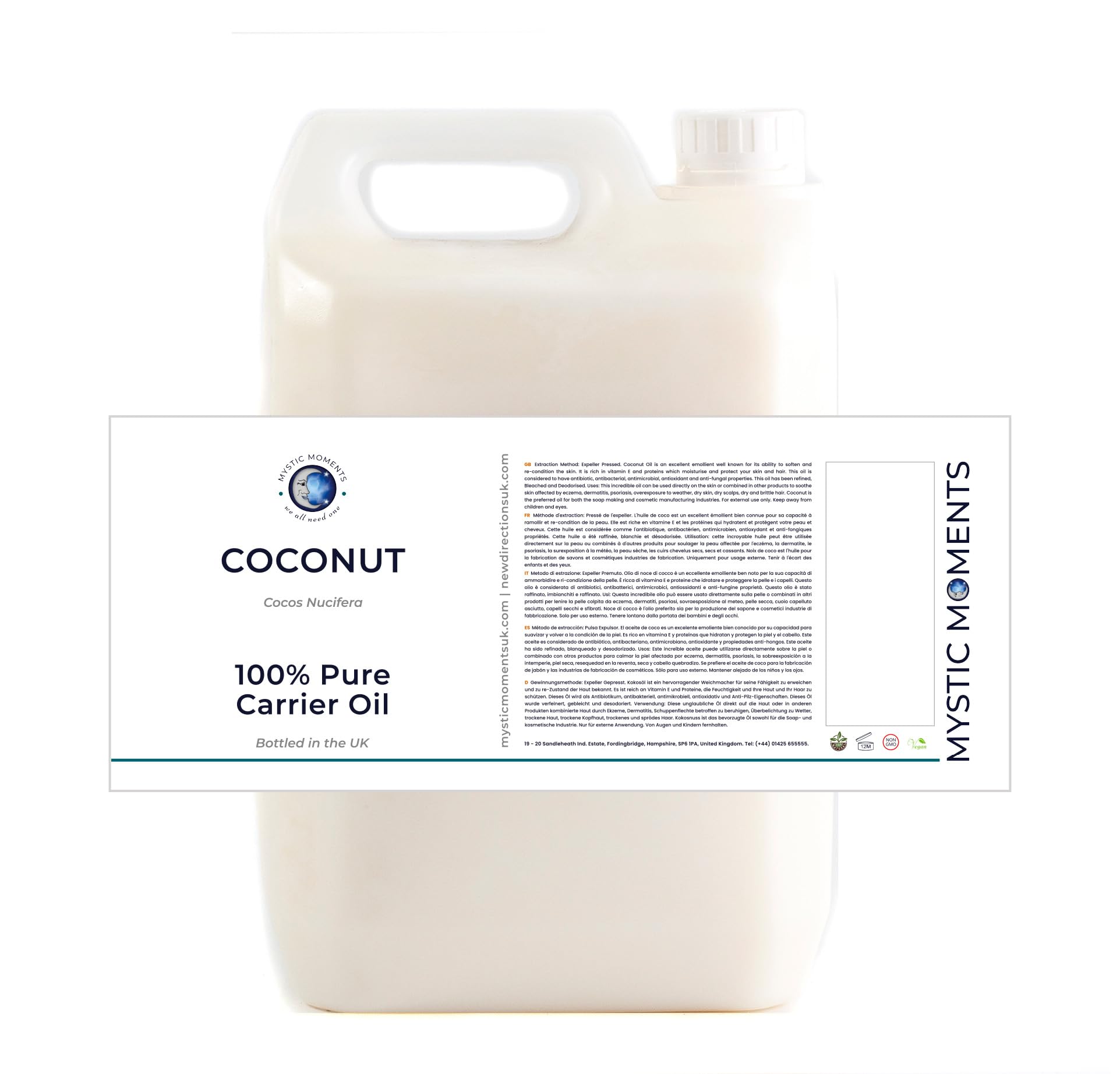 Mystic Moments Noix de coco Huile De Base - 5Kg - 100% Pur