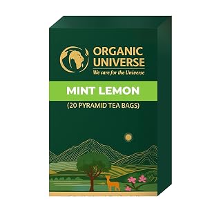Organic Universe Mint Lemon Tea Bags | Whole Leaf Pyramid Herbal Tea | Refreshing Citrus Flavour | Supports Digestion & Relaxation | 20 Count | 100% Organic Certified