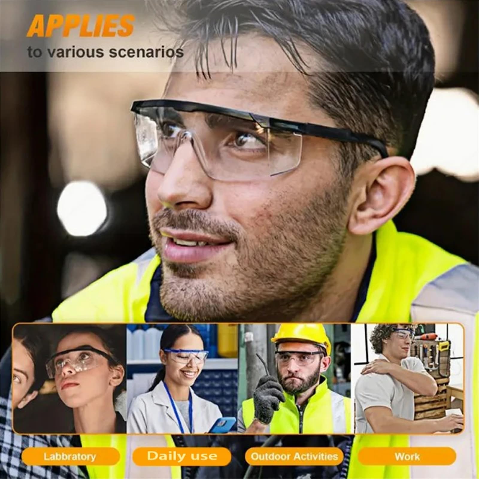 Gafas Proteccion Trabajo 1/12 gafas de seguridad ajustables a prueba de salpicaduras y polvo, a prueba