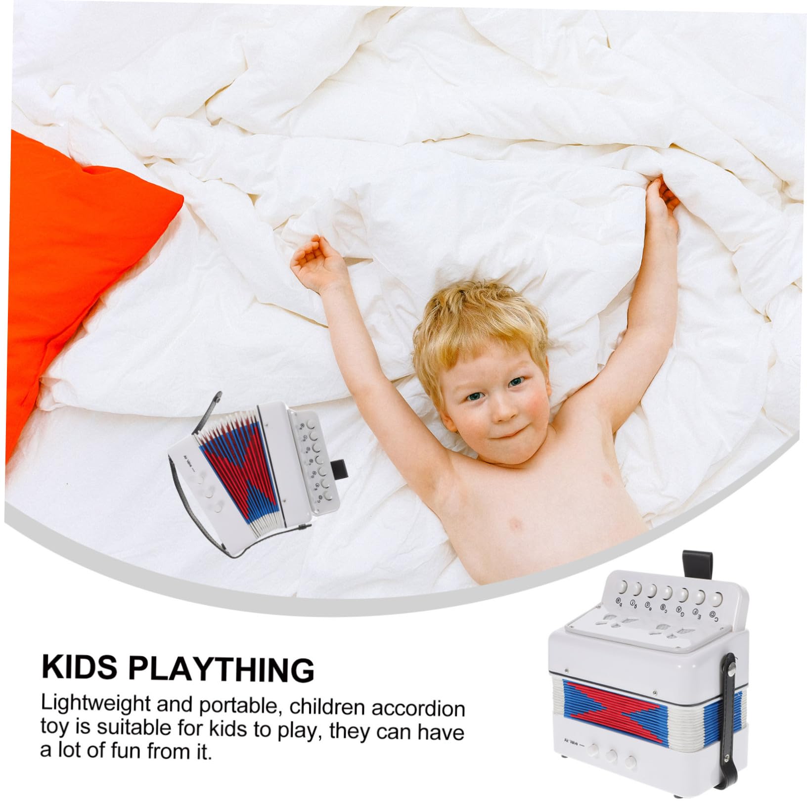 Fisarmonica Giocattolo per Bambini, 7 Tasti, Abs Bianco | Strumento Iniziale, Leggero e Facile da Suonare, per Giochi Musicali e Pratica dei Piccoli