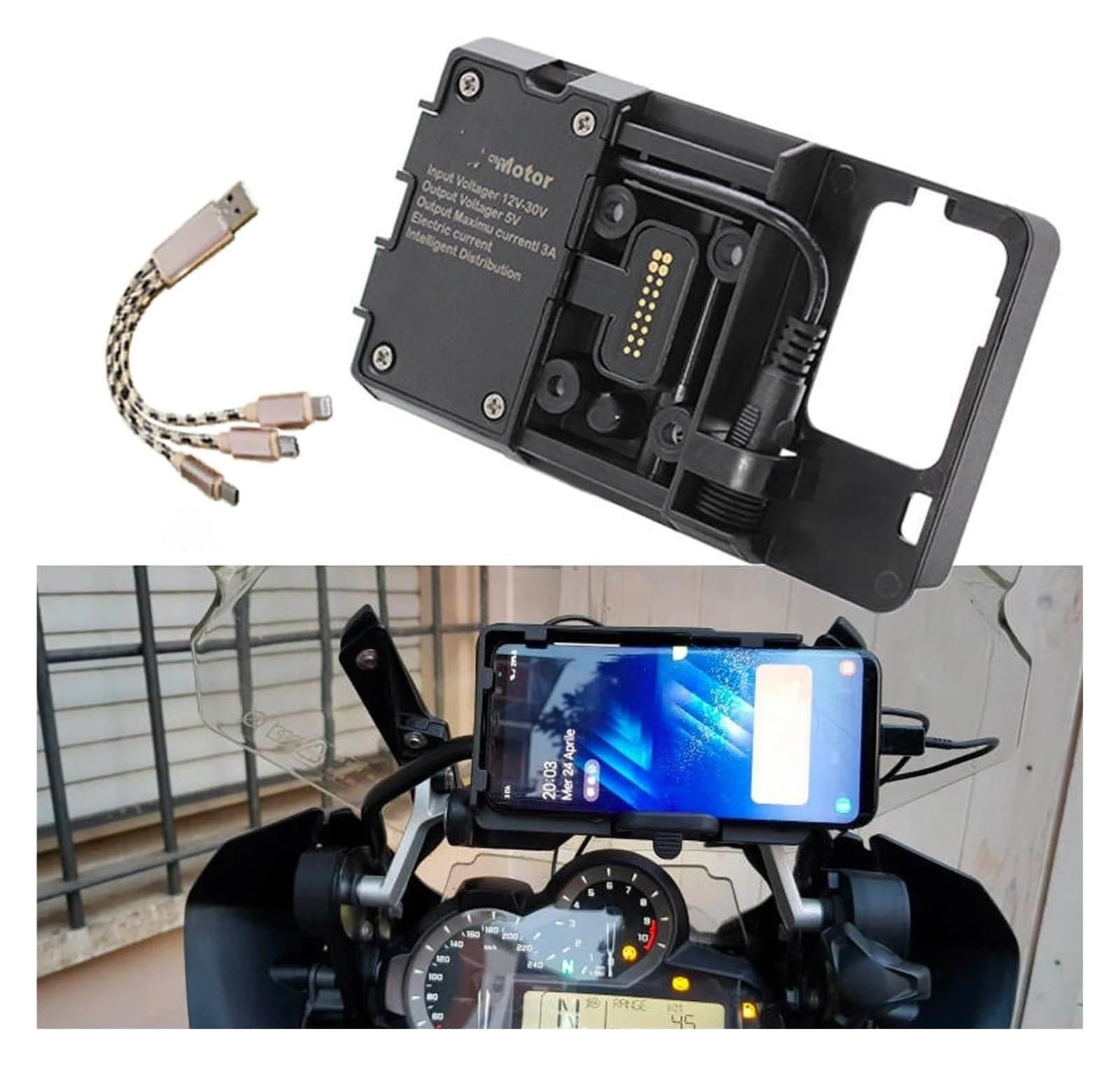 Soporte GPS para teléfono para BMW para R1200GS para LC&Adventure para S1000XR/RS ESPYN Soporte GPS para Móvil para Motocicleta GS con Doble USB