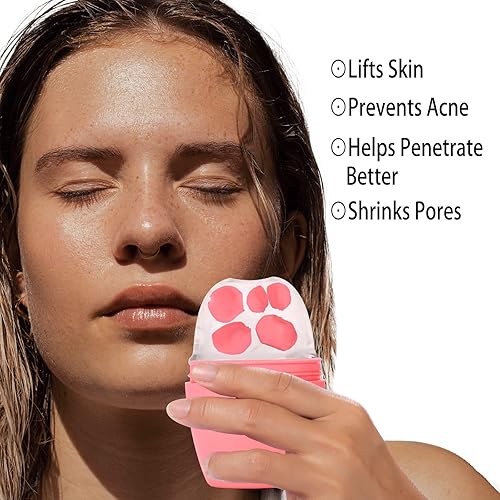 Miniatura 6 de Paquete de 2 Rodillos de Hielo para Rostro, Rodillo de Hielo de Silicona para Rostro para Tensar y Levantar la Piel, Molde de Hielo para Alivio de