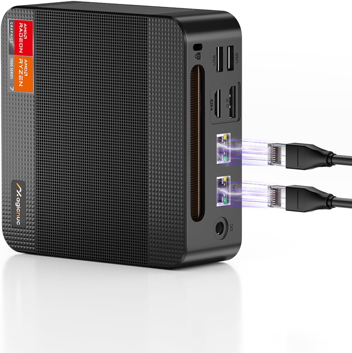 AG2 Mini PC, Ryzen 7 7840HS,32 GB DDR5 512GB PCIe SSD Mini Computers,Dual LAN/Wi-Fi 6E/HDMI/DP/USB-C/BT 5.2 Micro PC Business, Office