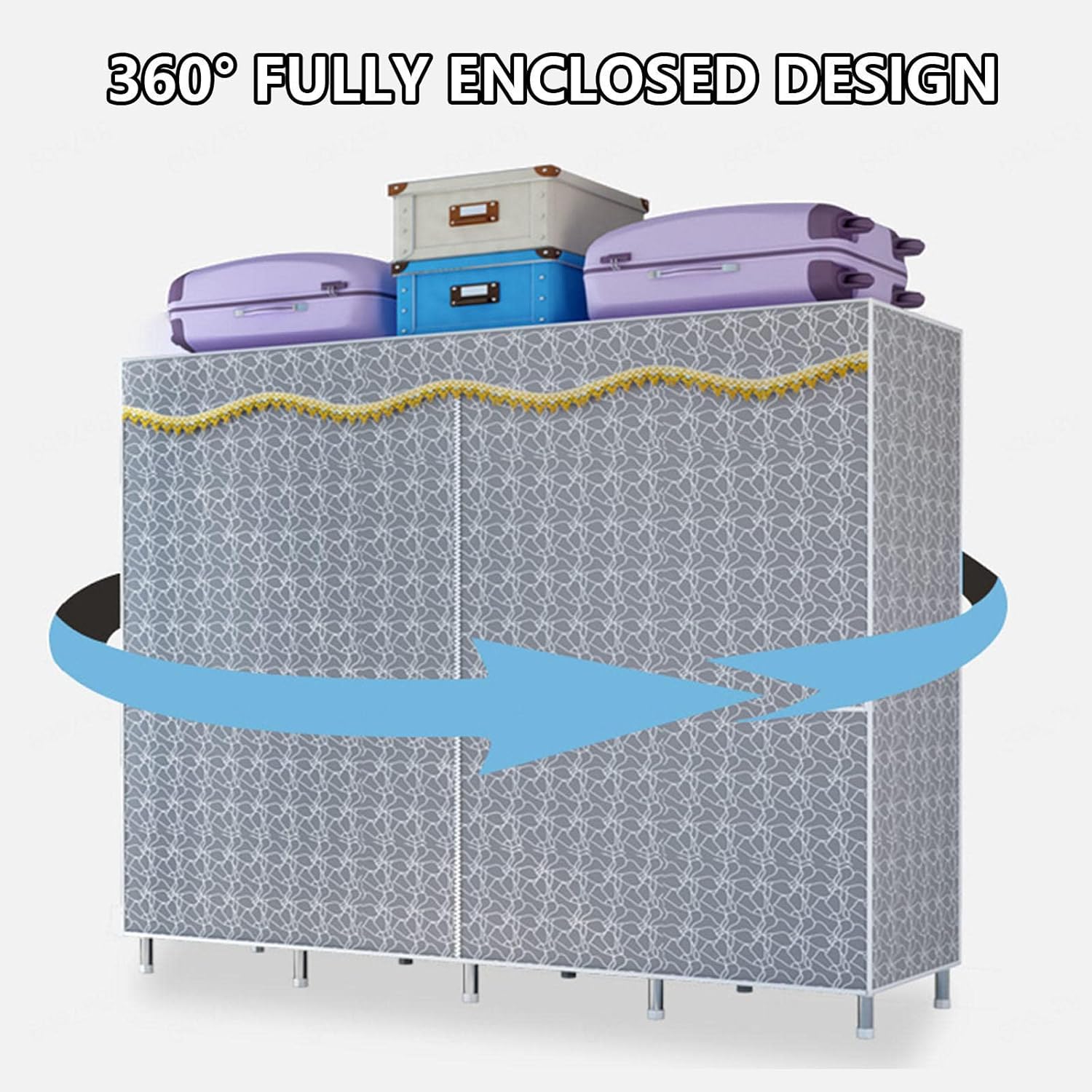Wardrobe Portable Canvas Wardrobes Shelves, Fabric Clothes Closet Storage Organizer for Bedroom, Fabric Wardrobes,D-166X45X172cm