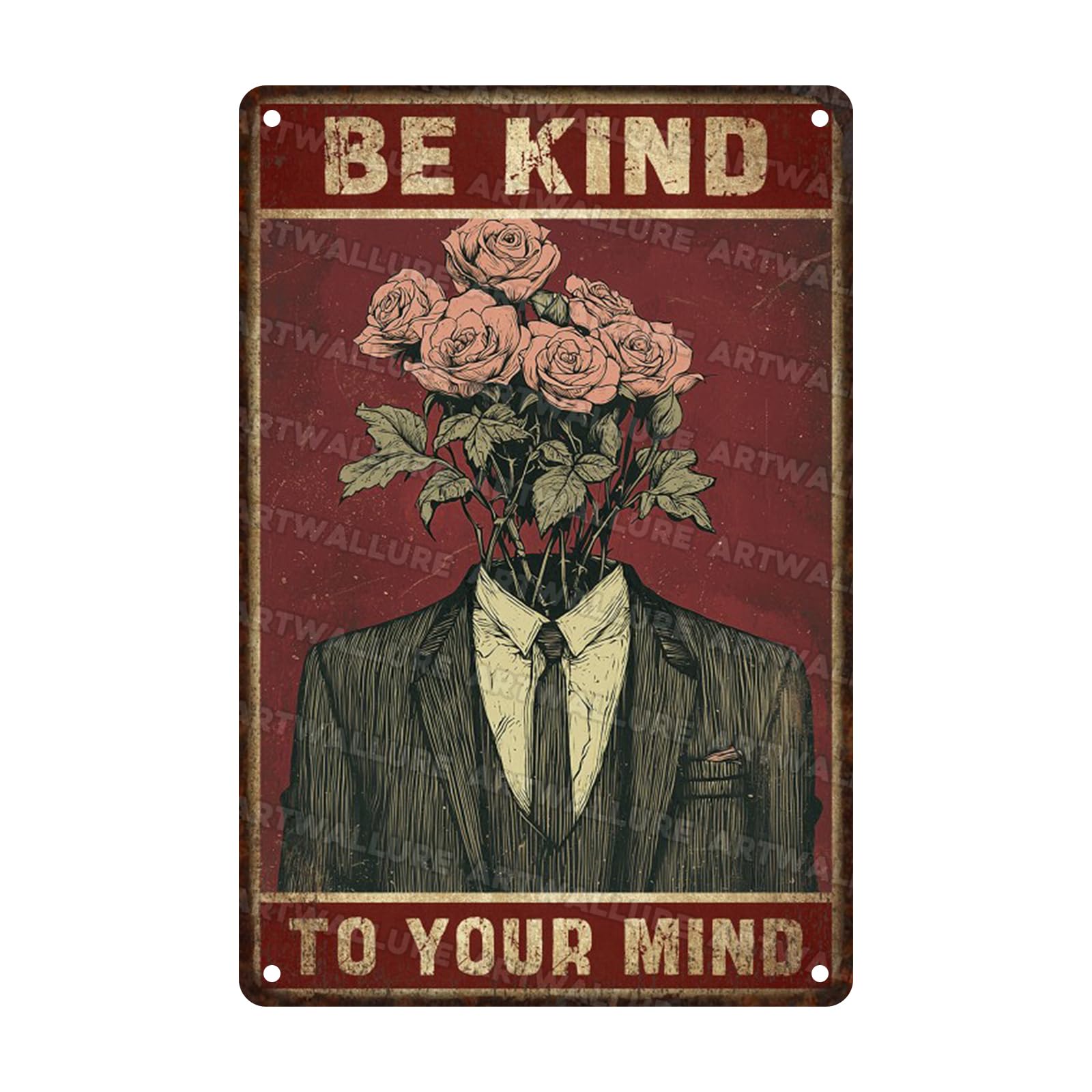 Anceky Funny Metal Tin Sign Be Kind To Your Mind Metal Sign Vintage Wall Decor For Home Bar Backyard Cafe Kitchen 12×8 Inch