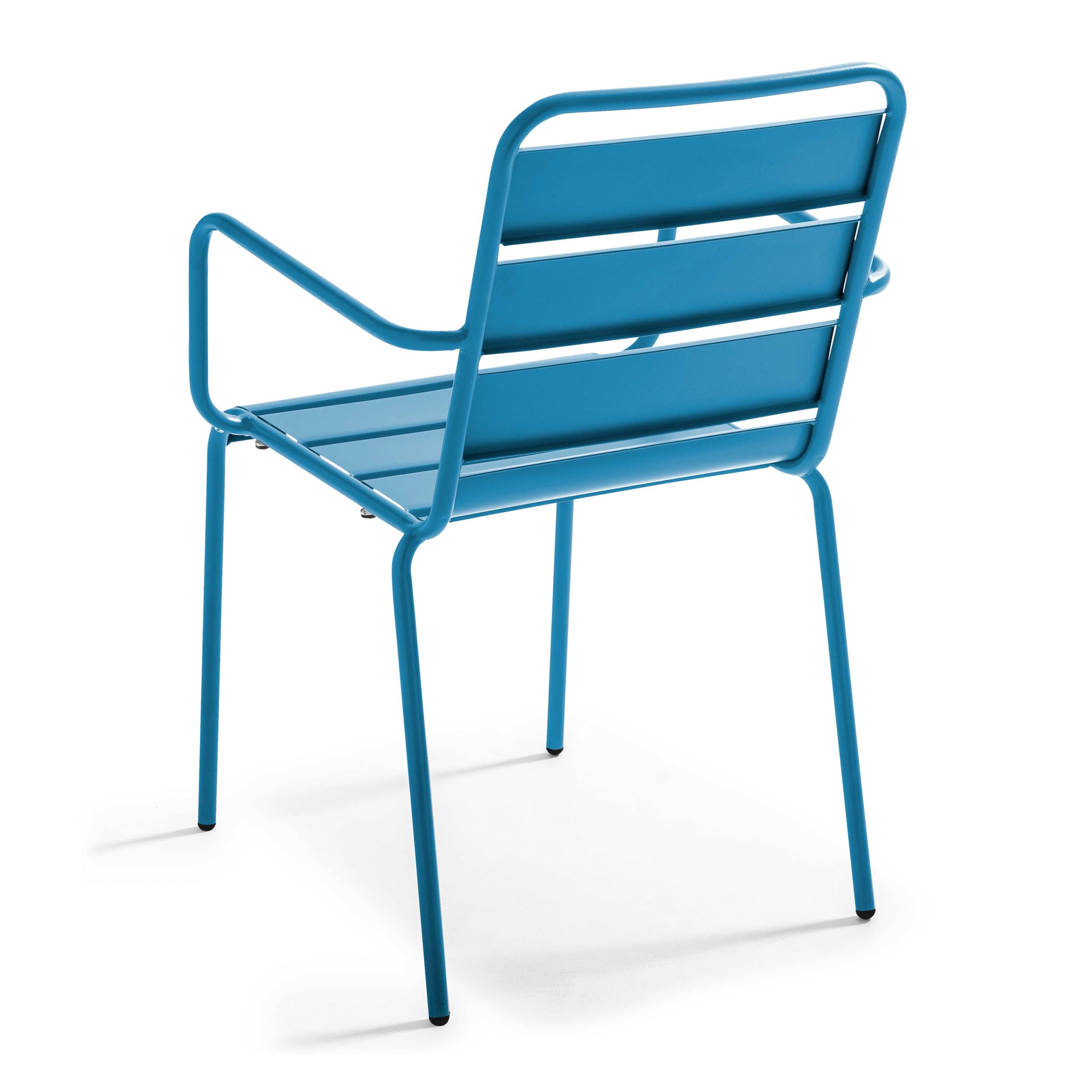 Oviala Fauteuil de Jardin en métal Bleu Pacific - Palavas