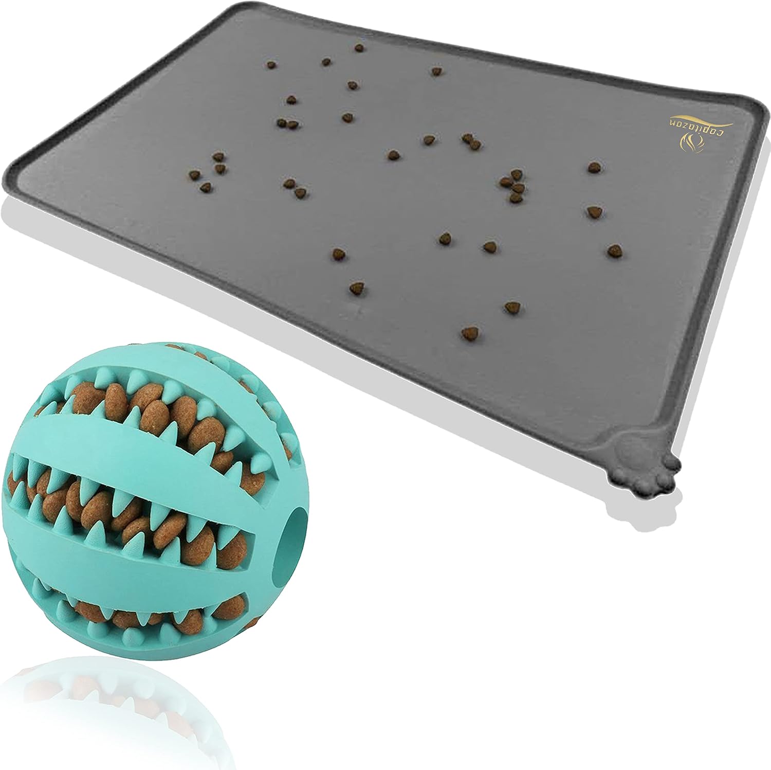 CYOIDAI Dog Ball Toys for Pet with Silicon Pet Feeding Bowl Mat Durable Dog IQ Puzzle Chew Toys for Puppy Small Large Dog Teeth…