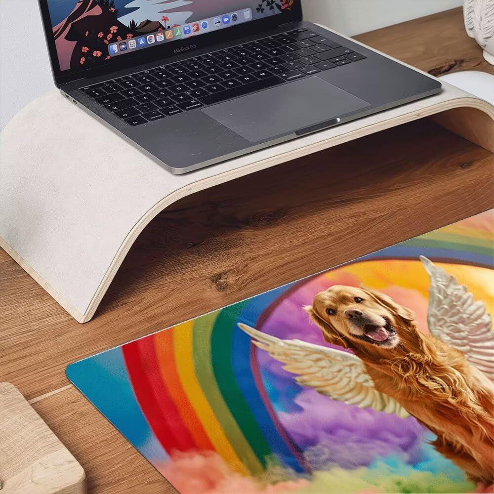 Podkładka pod mysz dla graczy, 1600x800mm XXL podkładka pod mysz do gier duża, zmywalna klawiatura biurowa mata antypoślizgowa gumowa wodoodporna, szyte krawędzie, gracz komputer PC, anioł pies xR5