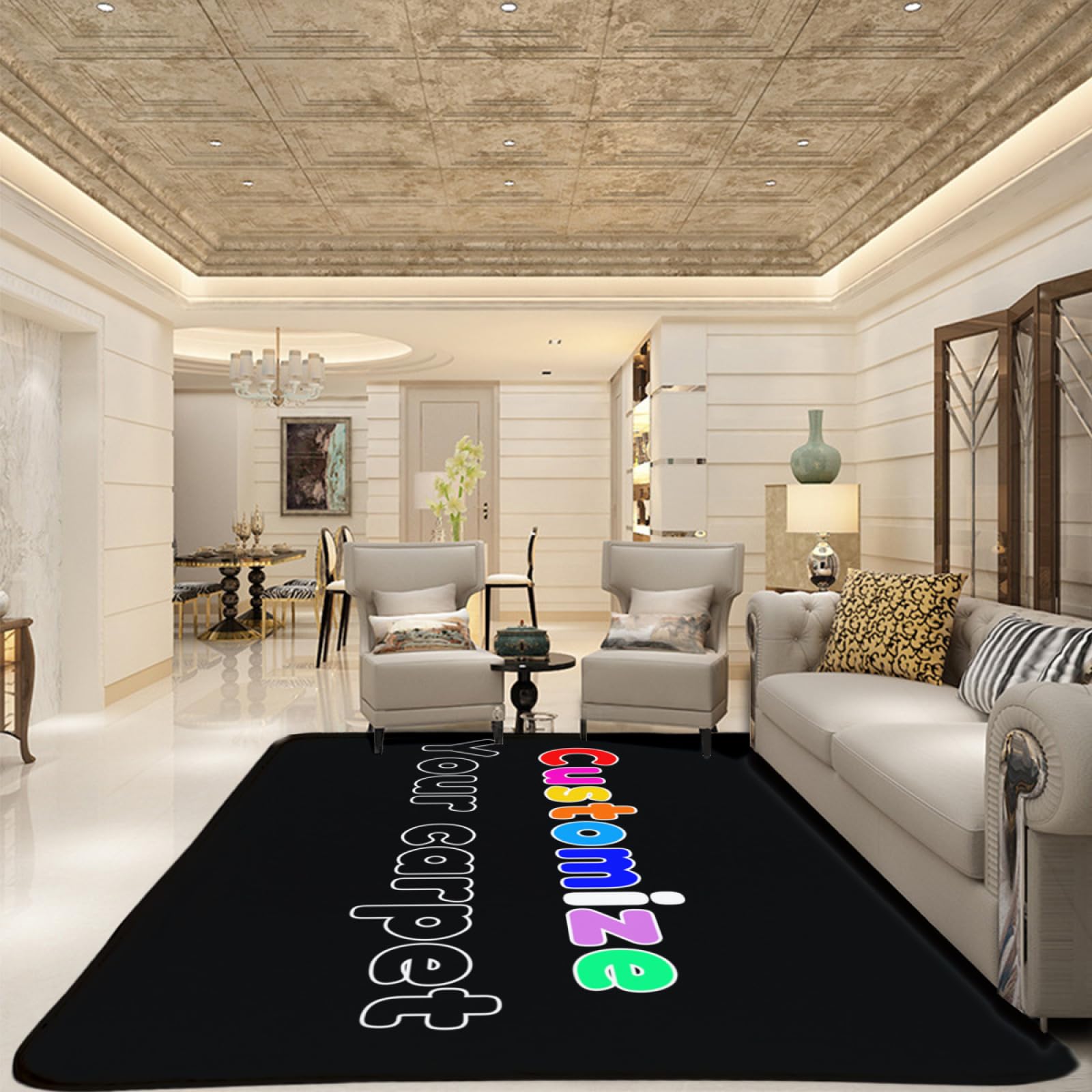 Tapis personnalisé, Tapis Flanelle Personnalisés, Tapis Personnalisé avec Texte Photo Personnalisé, tapis en flanelle avec photos et texte pour chambre à coucher, bureau, Personnalisé Grand Tapis