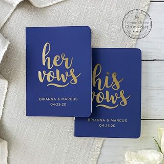 Wedding Vow Books for My Bride Groom on Our Wedding Day Alternative Vows Holder Cards Navy & Gold Foil - Set of 2 Books