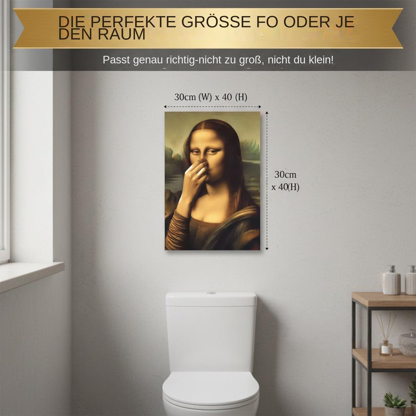 Grappige Mona Lisa Toiletrol Canvas Poster Badkamer Wanddecoratie