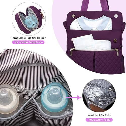 Miniatura 3 de LOVEVOOK Mochila para pañales, bolsa de pañales con bolsillos aislados, bolsa de bebé para niñas y niños con cambiador, bolsa de pañales grande para