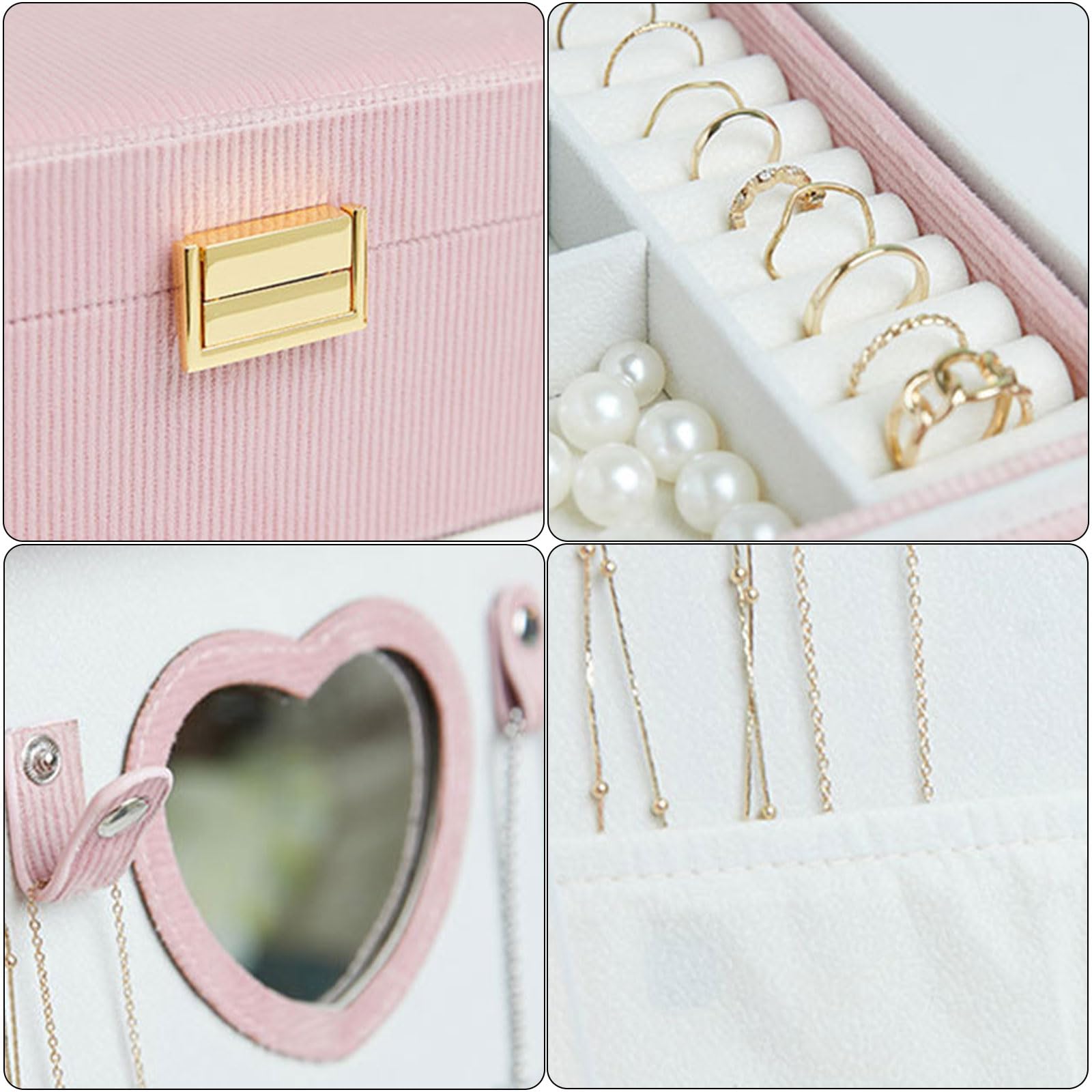 Plüschgefütterte Schmuckschatulle, eleganter großer Schmuckhalter, praktische Aufbewahrungsbox mit Mehreren Fächern