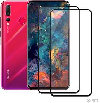 SCL Screen Protector for Huawei Nova 4, 3D Curved Full Coverage Dot Matrix Tempered Glass Screen Protector 2 Pack, Case Friendly Updated Version Black