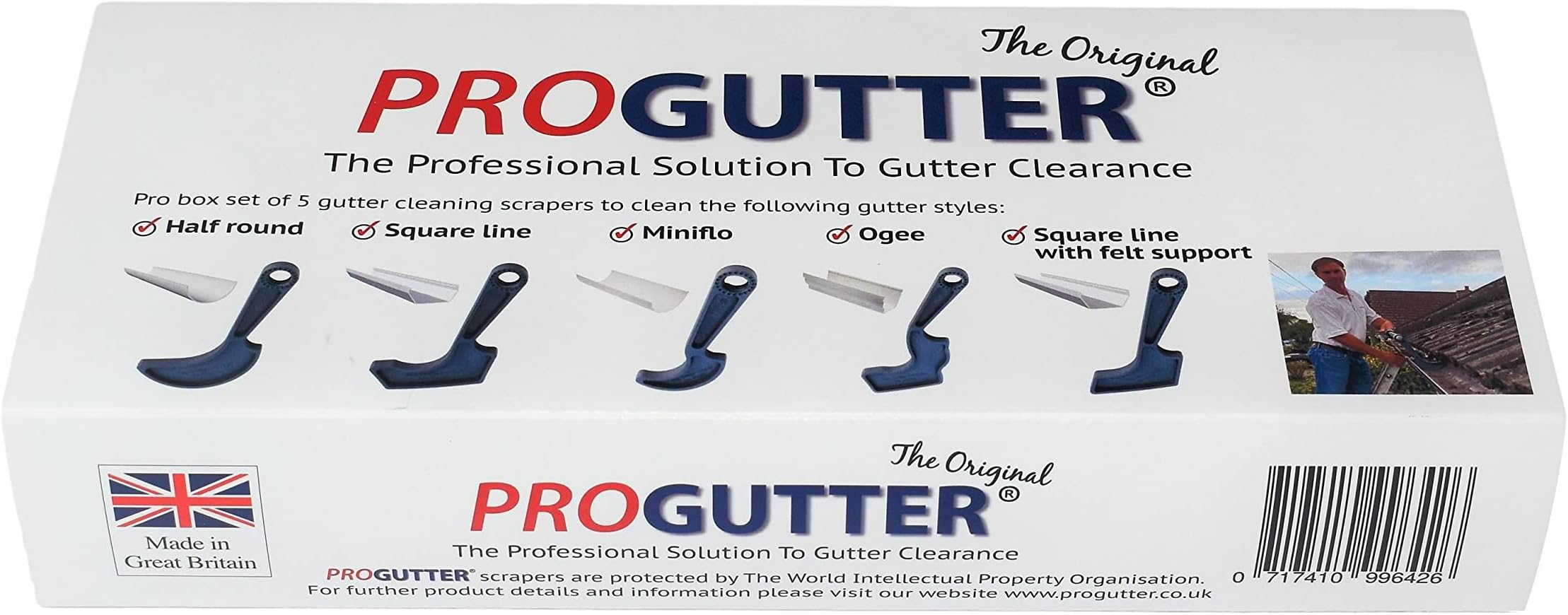 Box Set of 5 Gutter Cleaning scrapers. The 5 Original Scrapers for Removing Debris and Weeds from Gutters.