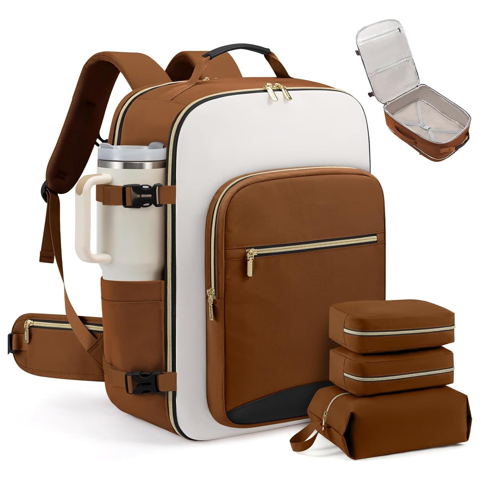 40L Travel Backpack – Airline Cabin Carry-On, Waterproof Weekender with 3 Packing Cubes, Fits 17" Laptop-image-0