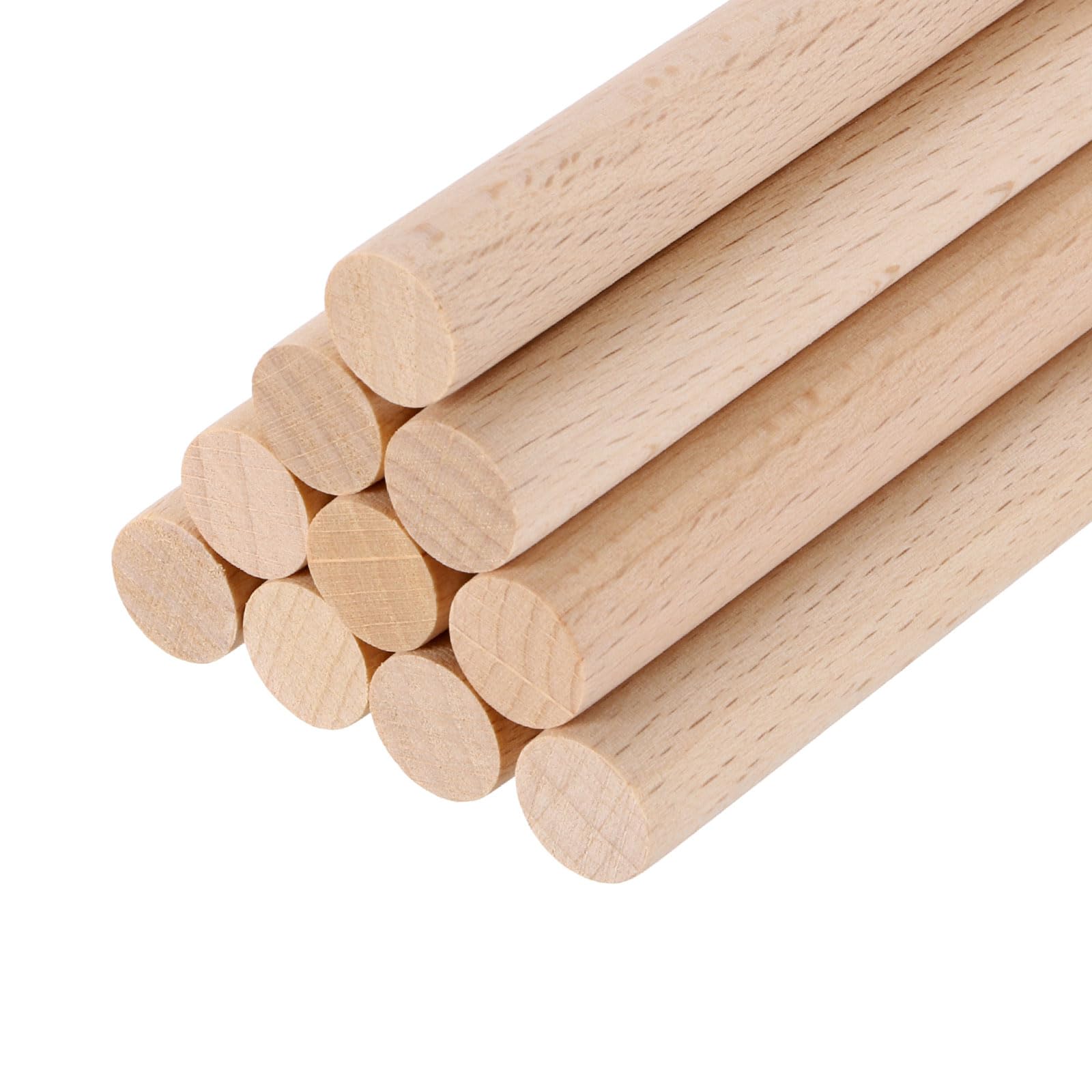 sourcing map Wooden Dowel Rods,8mmx100mm Round Wooden Rod Unfinished Solid Wood Sticks Crafts Wand for Arts Decoration, Craft and DIY Projects Wand,Pack of 10