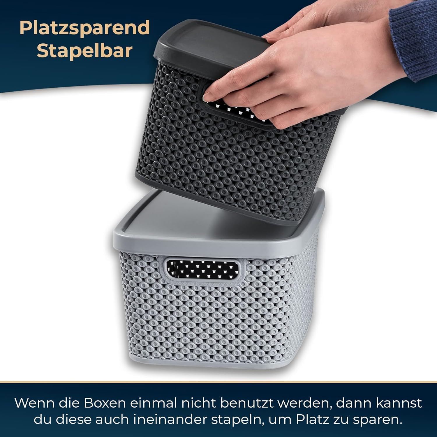 astor24 PREMIUM 3er XXL Set Aufbewahrungsbox Korb mit Deckel Organizer Ideal für Büro,Kleiderschrank, Schrank, Küche & Haushalt (Aquamarin, 3er Set 19 Liter)
