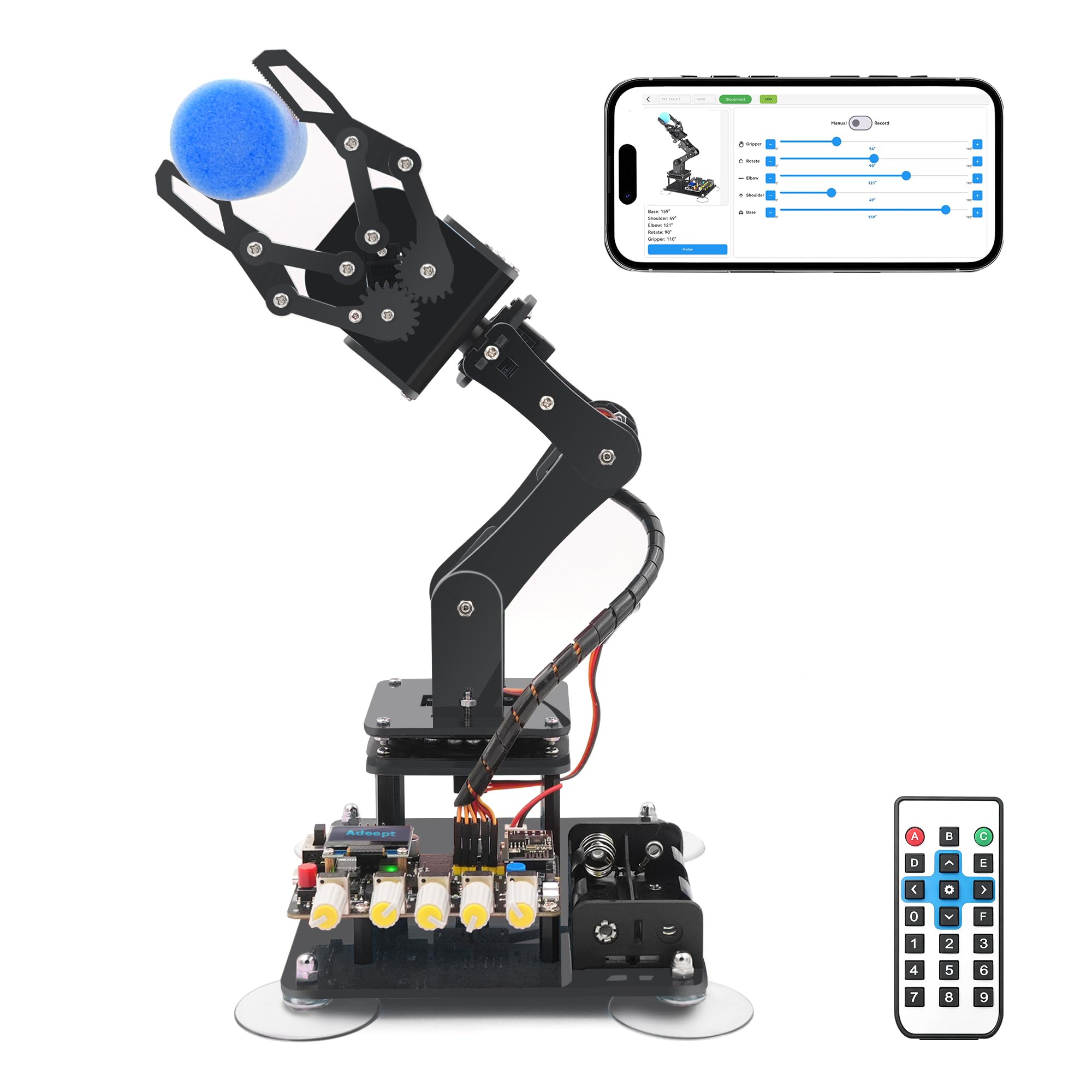 Adeept Zestaw ramienia robota 5-DOF do Arduino IDE, zestaw do kodowania