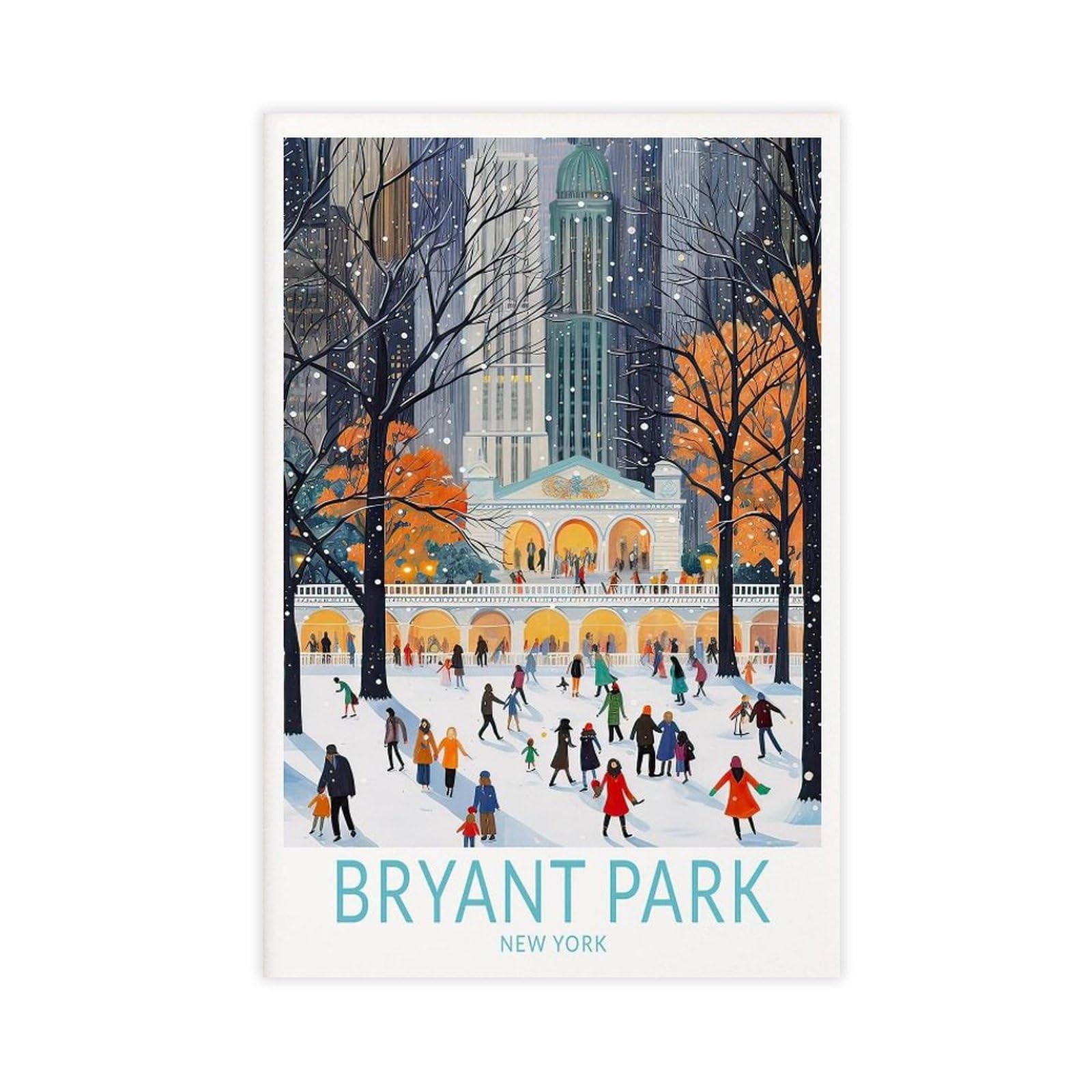 QGVBGF Bryant Park New York Travel Canvas Poster Bedroom Decor Landscape Office Room Decor Gift 24x36inch(60x90cm)