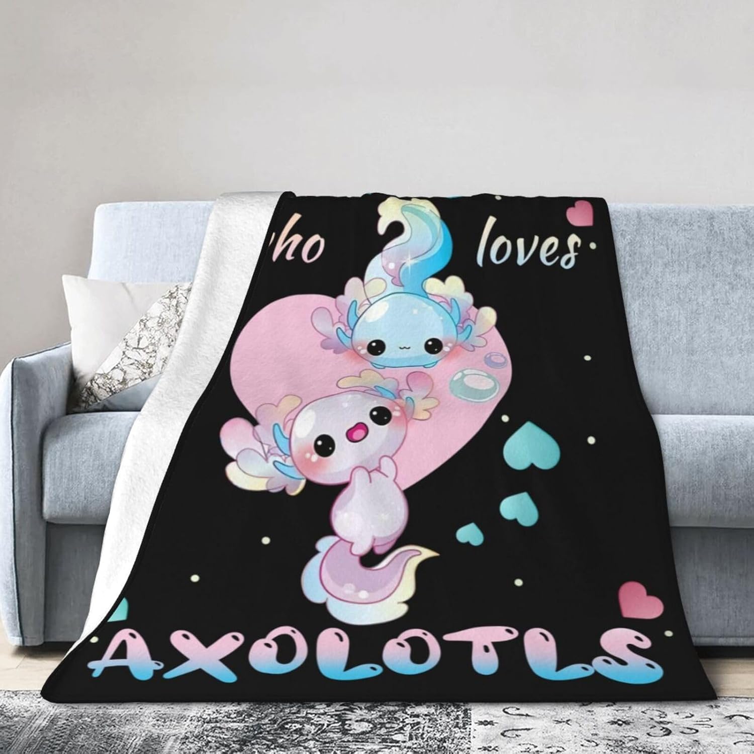 Axolotls Blanket for Girls Cute Axolotls Throw Blanket for