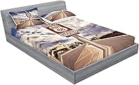 Vista 218 de Lunarable Grey Fitted Sheet & Pillow Sham Set, Pattern with Random Footprints Paw Traces Pet Legs Friendly Cats and Dogs, Decorative Printed 3 Piece