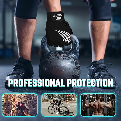 Miniatura 5 de Guantes de entrenamiento para levantamiento de pesas, ligeros, transpirables, acolchados, con protección de palma, guantes de gimnasio, agarre de