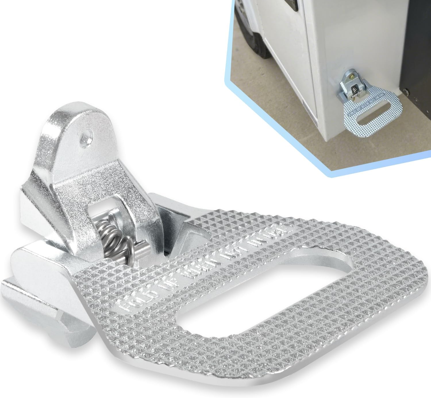 5236586 Heavy Duty Silver Folding Truck Step, Multi-Purpose Automotive Entry Door Assist Safety Foot Steps/Grab Handle for Trailers, RVs, Buses, Boat, Camper and Emergency Vehicles (Stainless Steel)