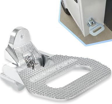 5236586 Heavy Duty Silver Folding Truck Step, Multi-Purpose Automotive Entry Door Assist Safety Foot Steps/Grab Handle for Trailers, RVs, Buses, Boat, Camper and Emergency Vehicles Stainless Steel