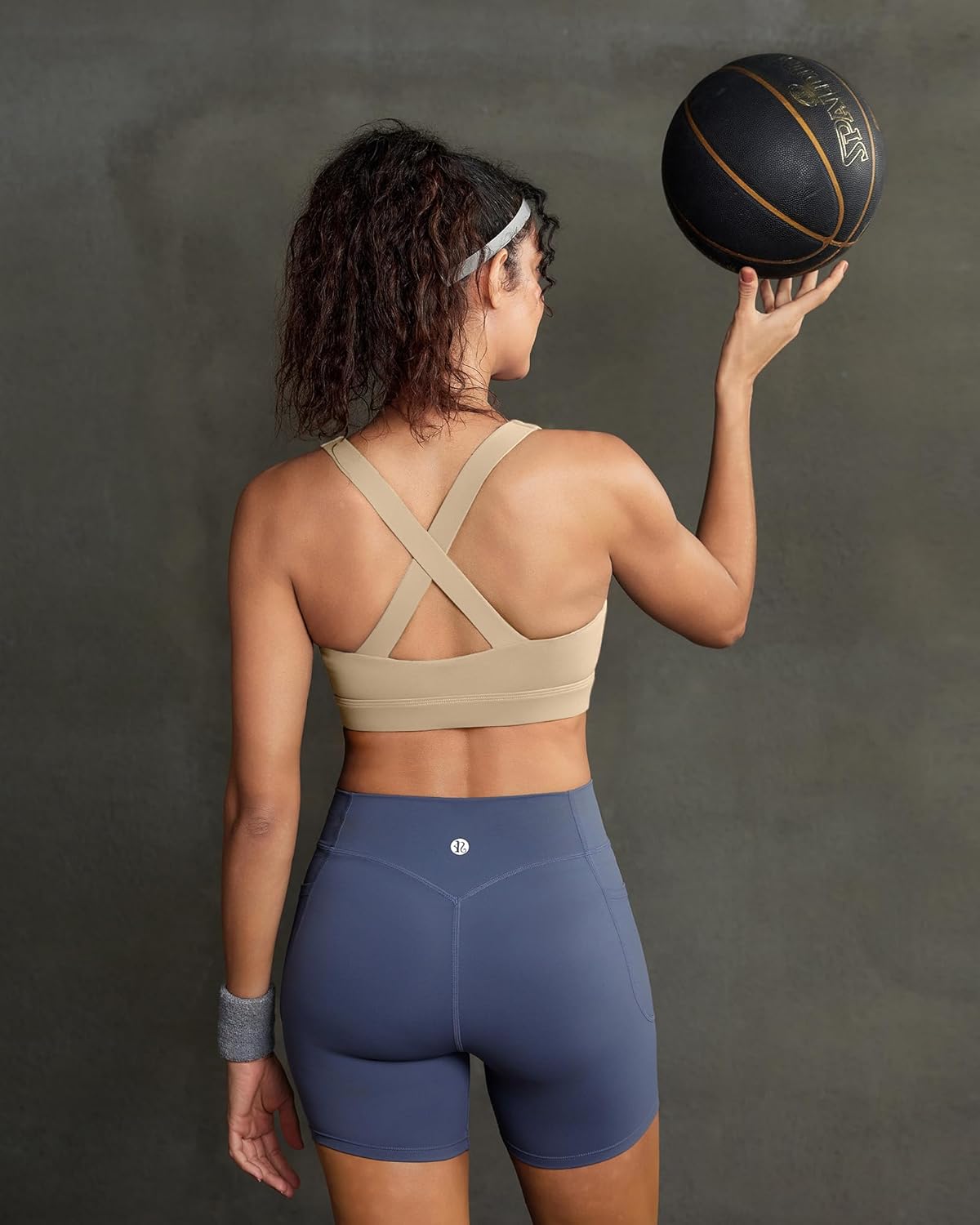 RUNNING GIRL Sports Bra for Women,Molded Cup Strappy Running High Impact Sports Bra with Sewn in Pads