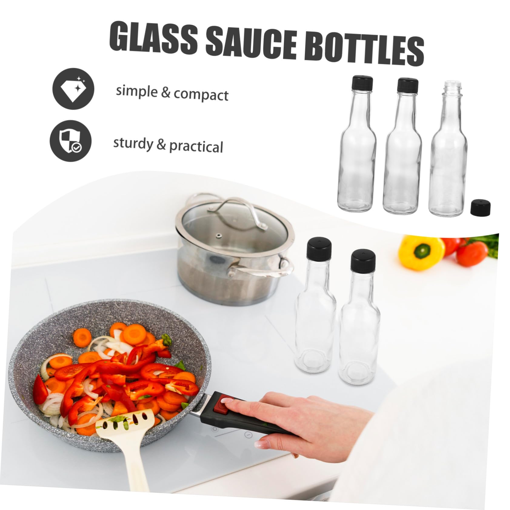 Bouteilles de Condiments en Verre 150ml Couvercle, Lot de 6
