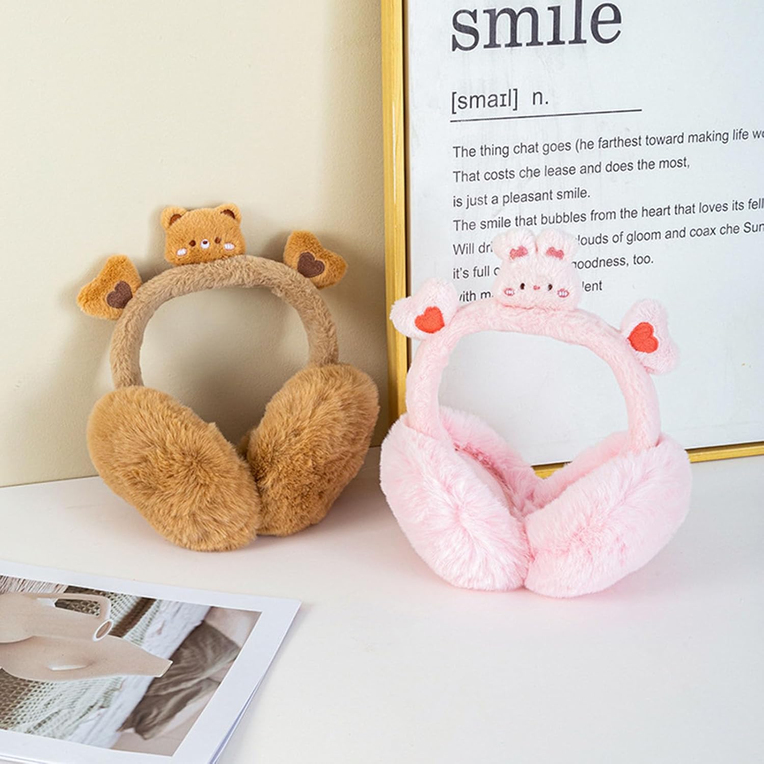 Goodangie00 Cute Bunny Earmuffs Winter Warm Fluffy Cat Ear Faux Fur Ear Muffs Foldable Covers for Girls Women Outdoor Plush Ear Warmer(Pink) - Image 6