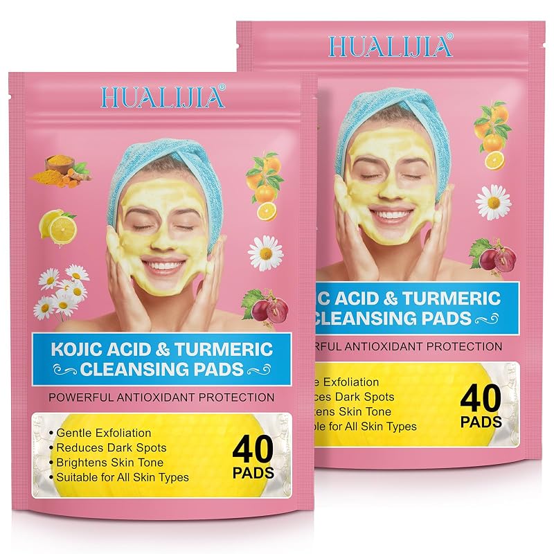 Panos de limpeza HUALIJIA com cúrcuma e ácido kójico, Pacote com 80 unidades