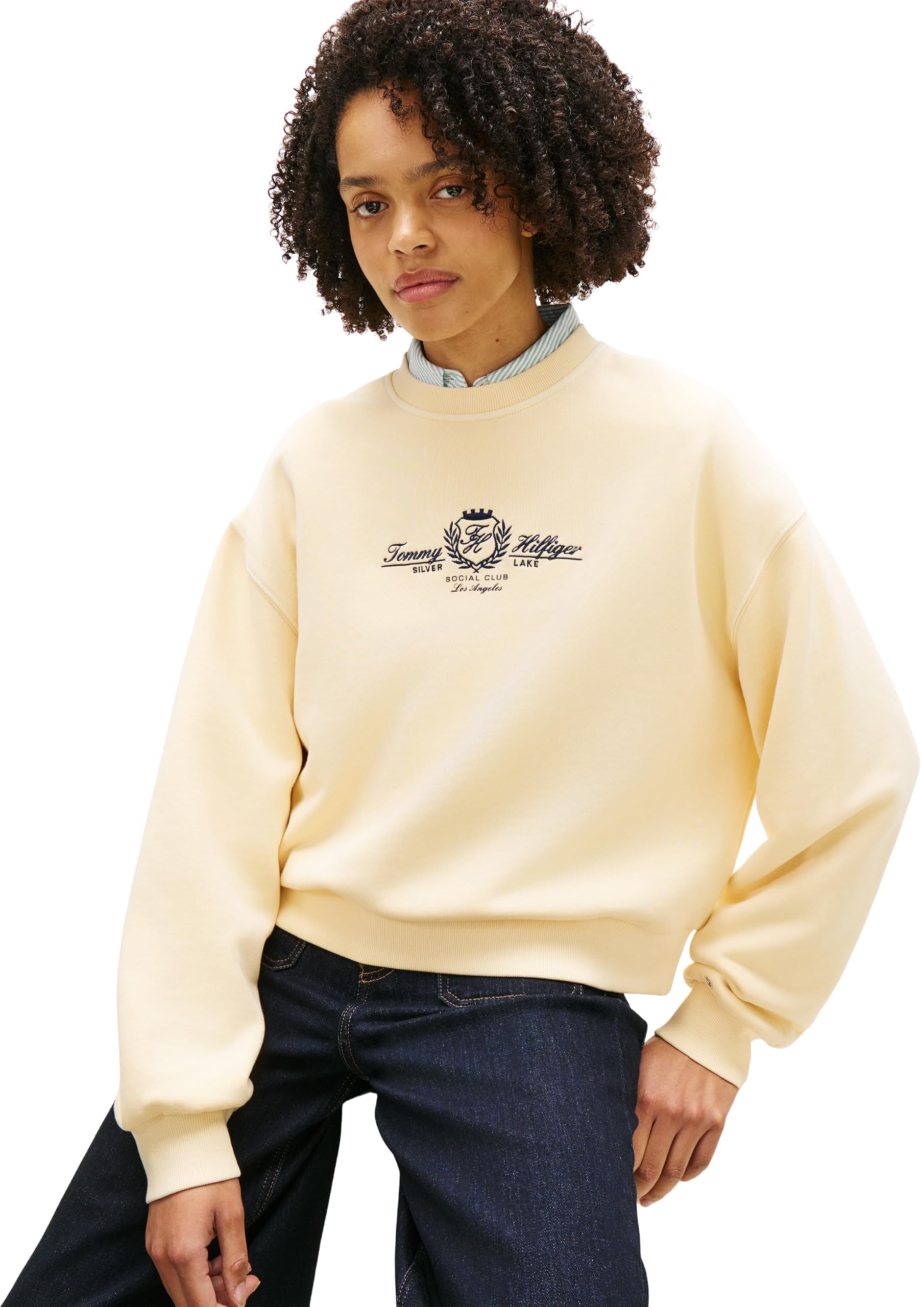 Tommy Hilfiger Damen Varsity Crest Terry Sweatshirt Ww0ww48733 Pullover-Sweatshirt (1er Pack)