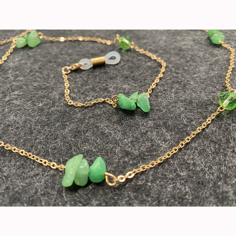 Unregelmäßige grüne Kristall-Gliederkette Brillenketten Lesebrillen Sonnenbrillenriemen Kabelhalter Nackenkopfband Zubehör (Color : A, Size : 70cm) (B 70)