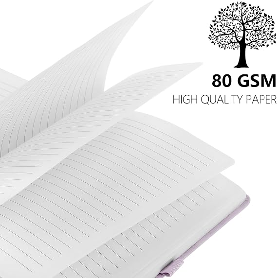 A5 Journal Notebook, 200 Pages Leather Notebook Journal for Men/Women, Hardback Note Book with 80GSM Lined Paper, No Bleed for Writing, Notepad for Office School Supplies, Purple