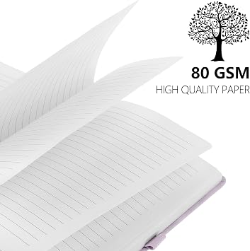A5 Journal Notebook, 200 Pages Leather Notebook Journal for Men/Women, Hardback Note Book with 80GSM Lined Paper, No Bleed for Writing, Notepad for Office School Supplies, Purple