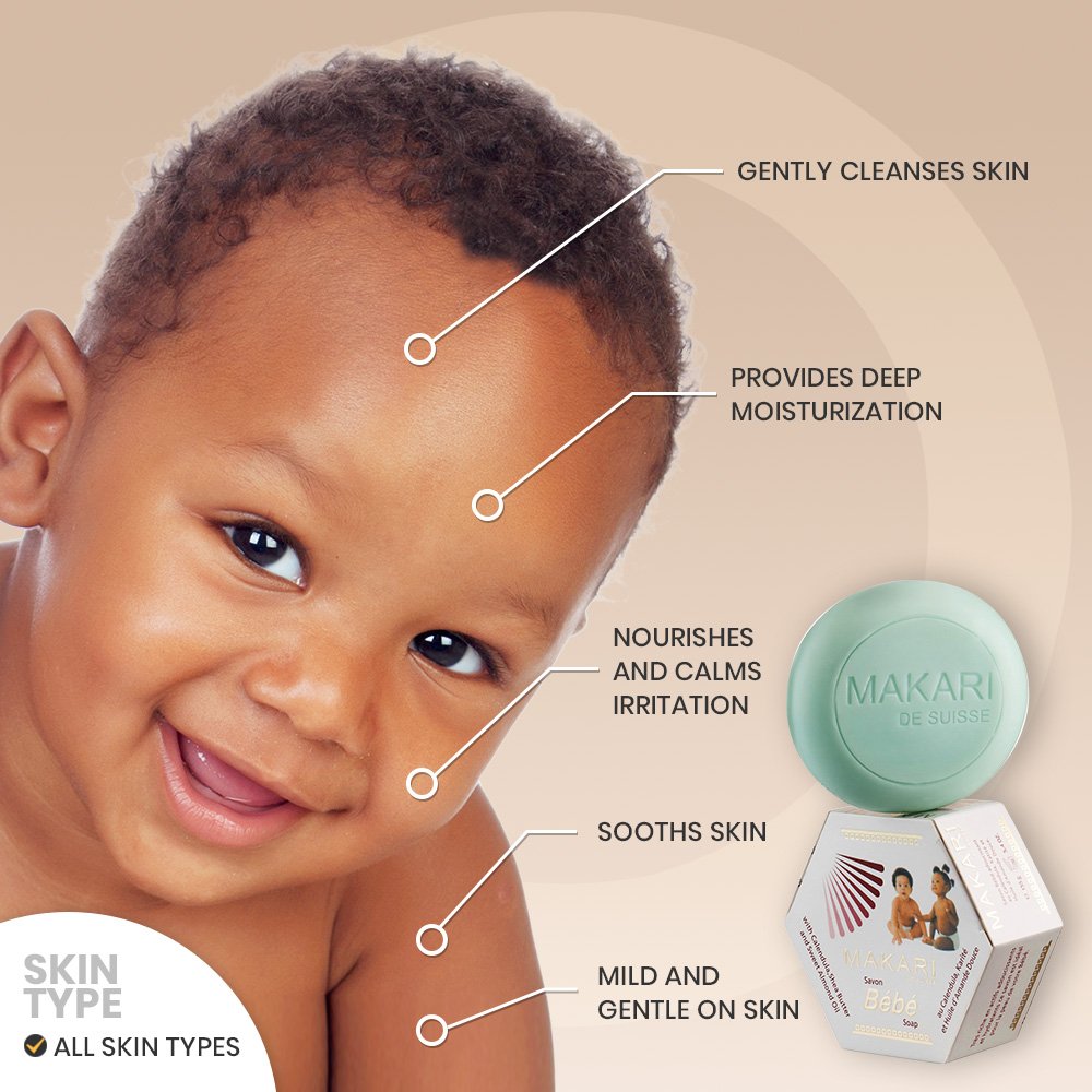 Makari Baby Soap 5.4oz – Soothing, Cleansing Children’s Bath Bar With Moisturizing Shea Butter & Gentle, Non-Irritating Botanical Ingredients – Hydrates, Softens, Heals & Protects Delicate Skin : Baby