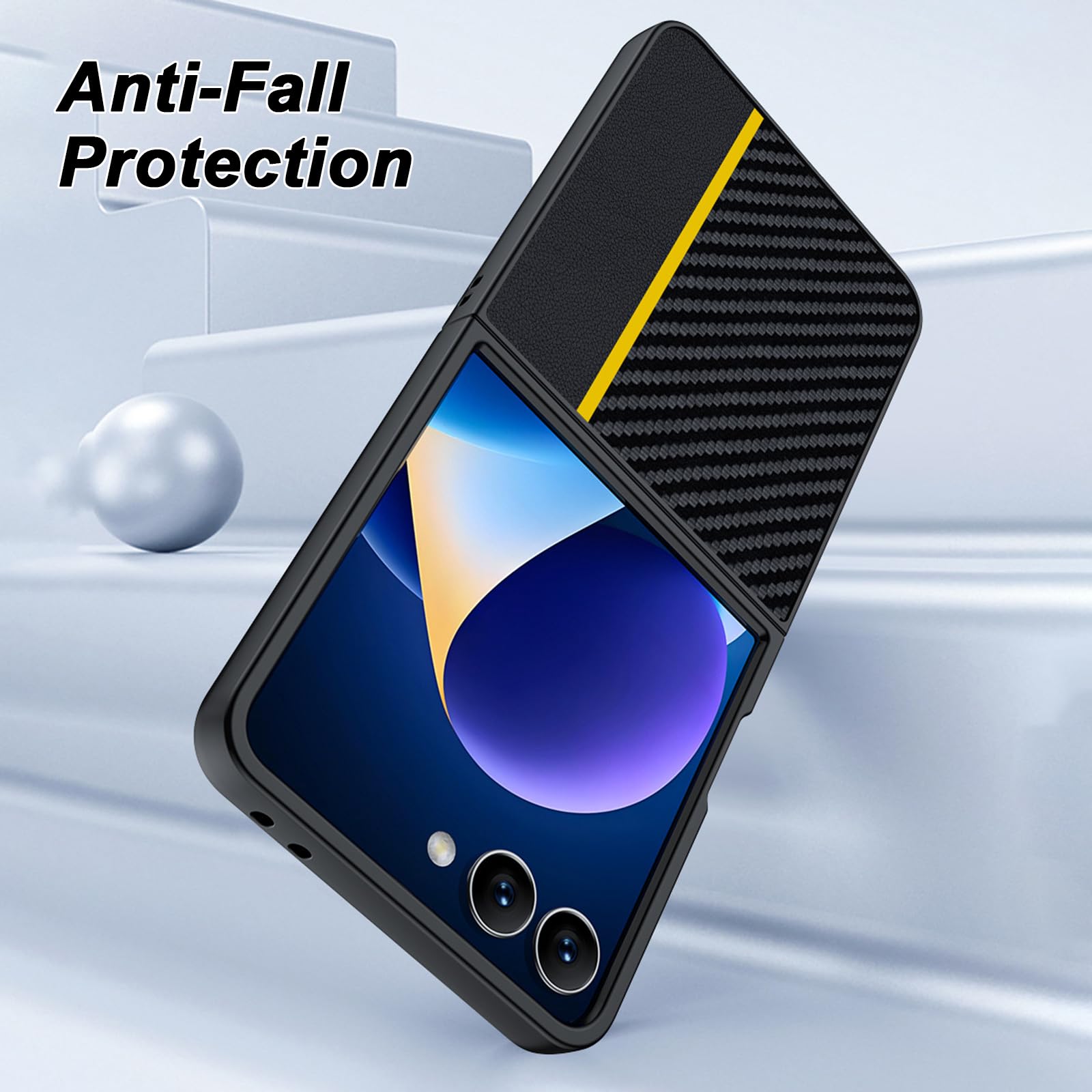 Cienkie etui do Samsung Galaxy Z Flip 8, wzór skóry z włókna węglowego