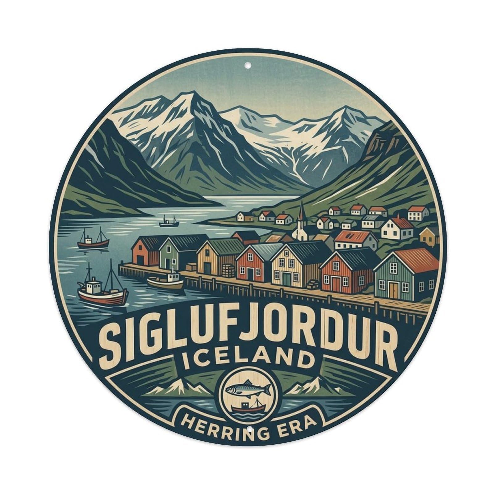 Vintage Travel Siglufjordur Iceland Heritage Metal Tin Sign