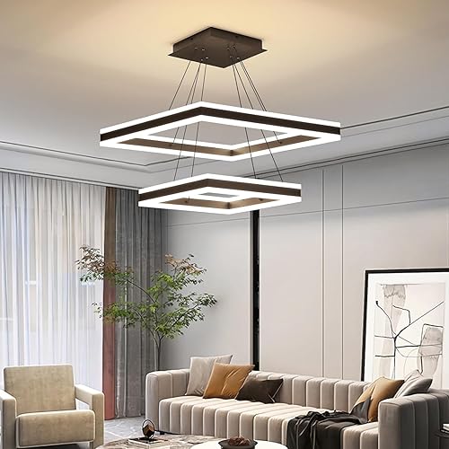 Candelabro LED moderno, lámpara de techo negra de 2 luces Pro para comedor, lámparas colgantes de temperatura de color y altura ajustables para sala