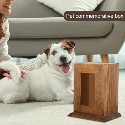 Miniatura 2 de Urnas de perro para cenizas, urna de recuerdo de mascotas de madera con diseño de marco de fotos, caja de memoria de madera para recuerdos, urnas de