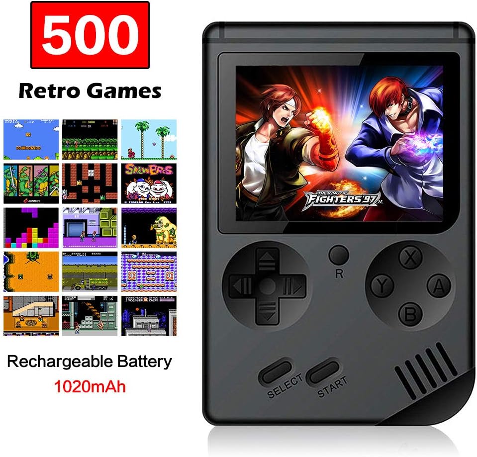 Handheld Game Console with Built in 500 Games, 3 Inch Screen USB Charger Supports TV Output Video Game Console for Kids and Adults