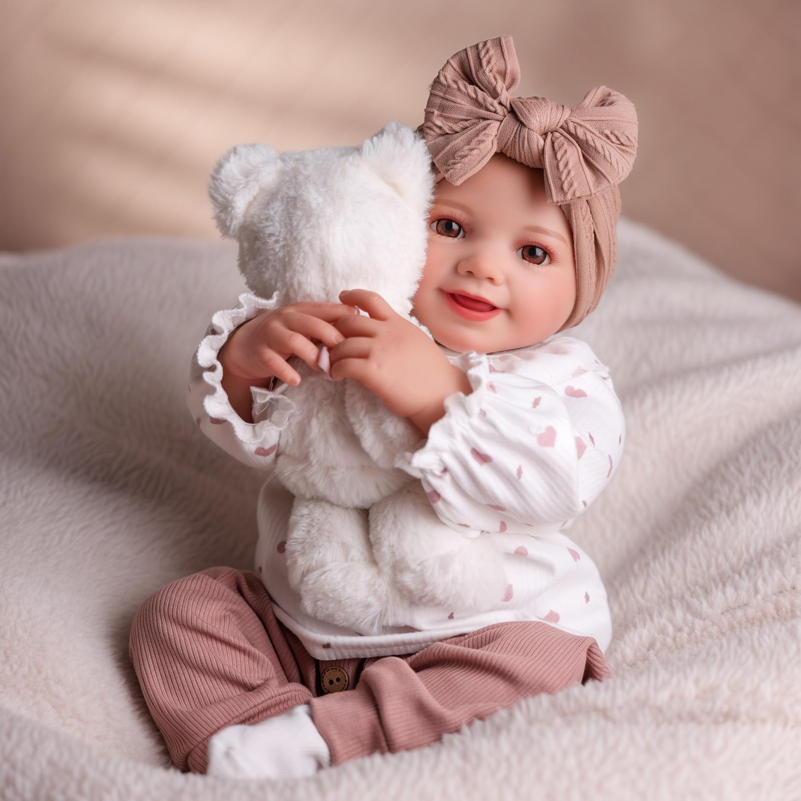 BABESIDE Reborn Babies Doll 17-Inch Sunny Realistic Lifelike Newborn with Softness Cloth Body Real Life Girls Open Eyes,White - Image 3