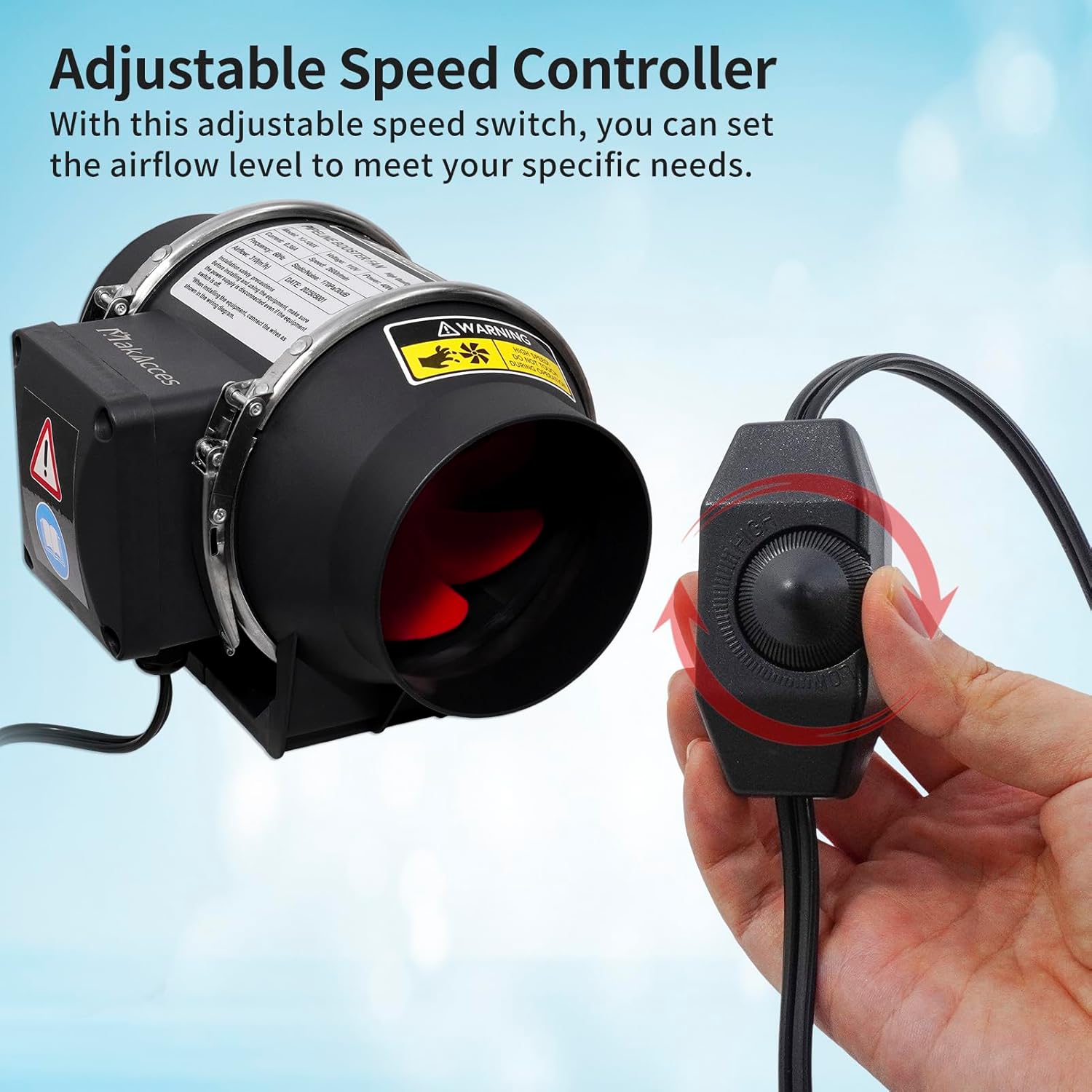 4 Inch Inline Duct Fan with Variable Speed Controller & Pipe,Efficiency Smoke Odor Extraction, Upgrade Motor,Low Noise Ventilation Exhaust Fan for 3D Printers,Laser Engravers,Resin Printers,Grow Tents