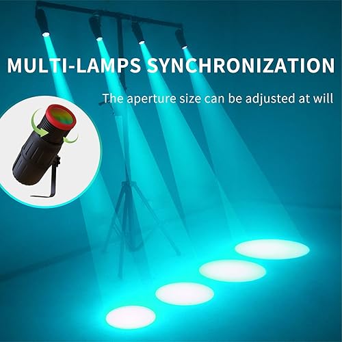 Miniatura 9 de Luz Pinspot con control remoto, 18 W manualmente enfocable, 16 colores, iluminación de efecto de escenario y tamaño ajustable, foco de bola de