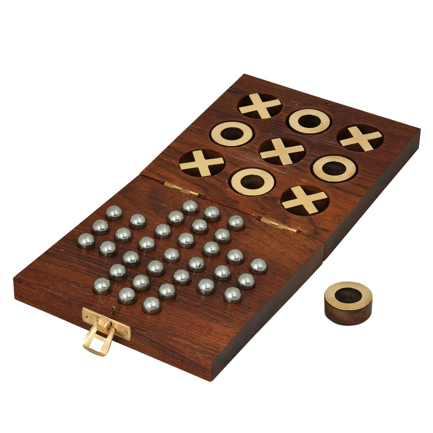 LUCKYMORDEN Wooden Tic Tac Toe and Solitaire Board Game, 5 x 5 x 1.5 Inch, 480 Gm (B0DCVH88L3) Amazon Price History, Amazon Price Tracker