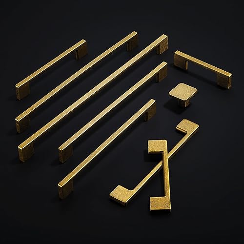 Miniatura 6 de TUNNY Paquete de 5 manijas clásicas de gabinete, 1010.079 in de distancia entre tornillos, manijas de muebles de oro cepillado para armarios de